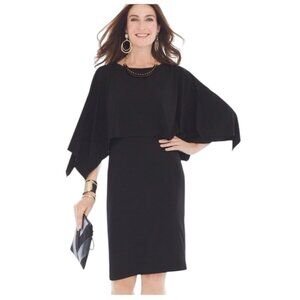 Chicos NWT Women's Black Convertible Cape Overlay Dress 3-Way Wear Size 3 (XL)